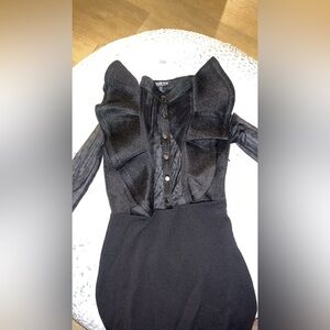 Hot Miami Styles Black Long Sleeve Dress